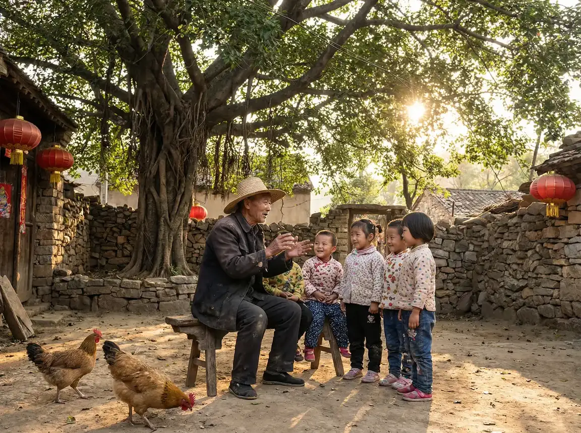 老人在大榕树下给孩子们讲故事 - 青柠在线观看免费完整 乡村记忆